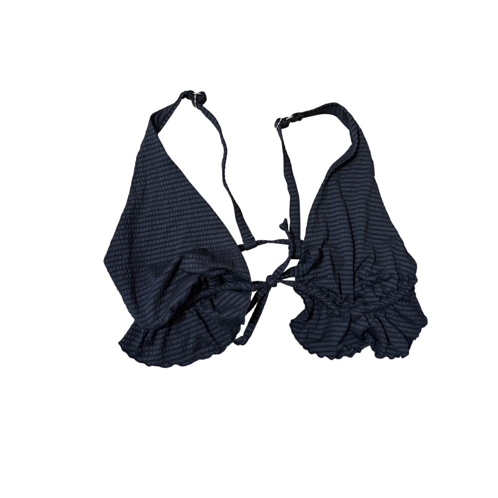 NWT H&M Black Bikini Top Ruffle Women’s Beach Vacation Sz 18